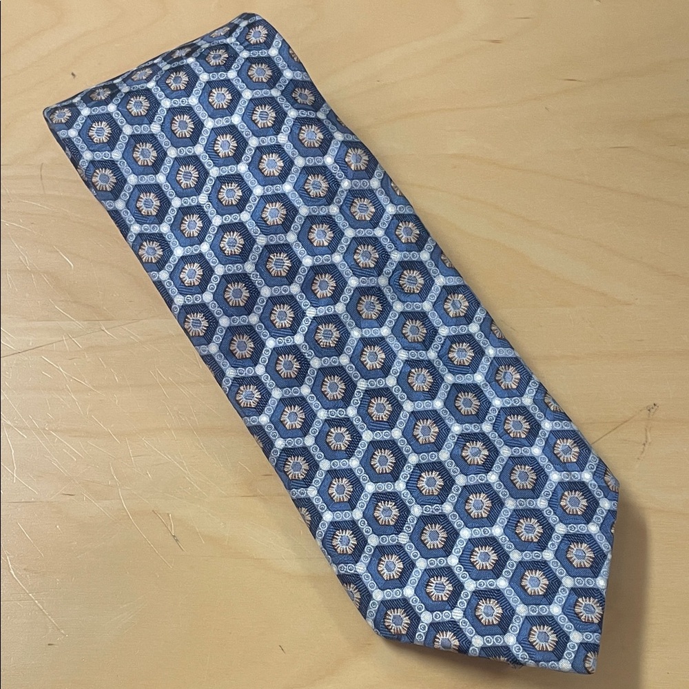 Ermenegildo Zegna- Blue Geometric Patterned Tie
